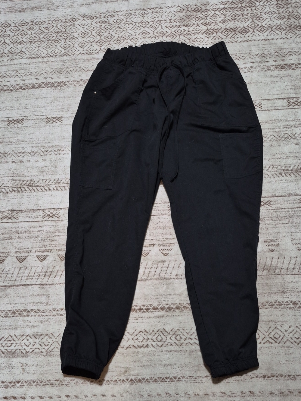 Women's Black Elastic-Waist Jogger Scrub Pants